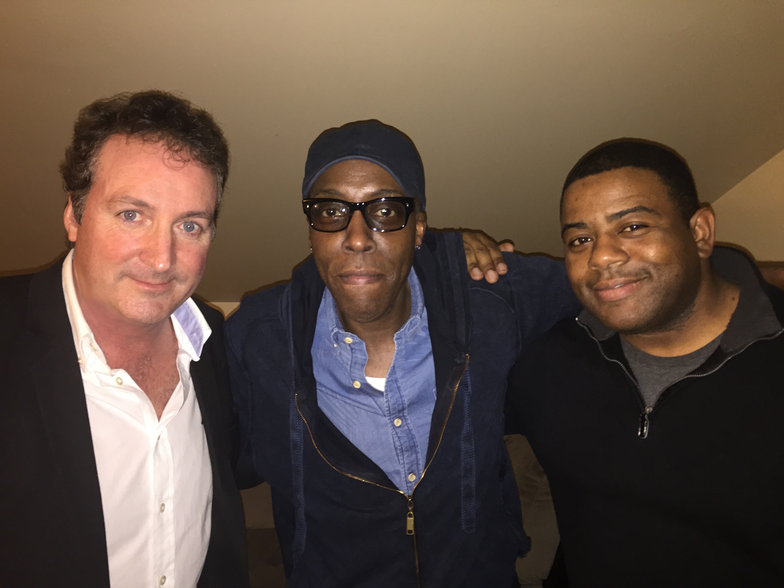 Bill Devlin, Arsenio Hall and Actor Keeshan Giles in the Green room at Bill Devlin's Comedy & Cocktails