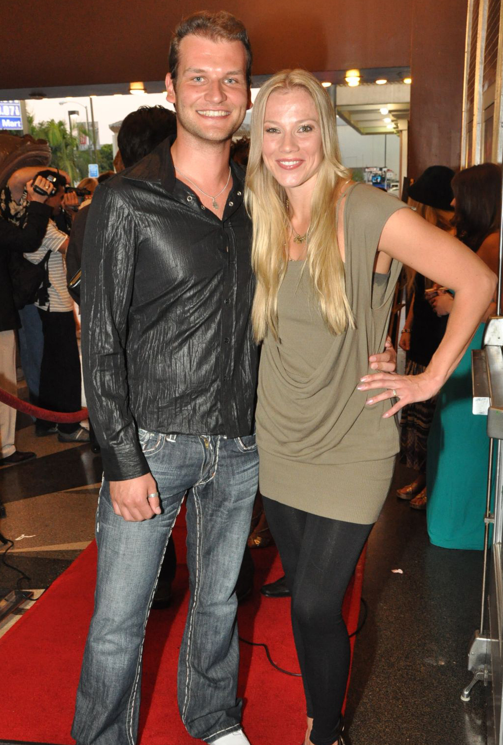 Actor Christian Magdu with actress Sofie Norman at the Los Angeles Premiere of 