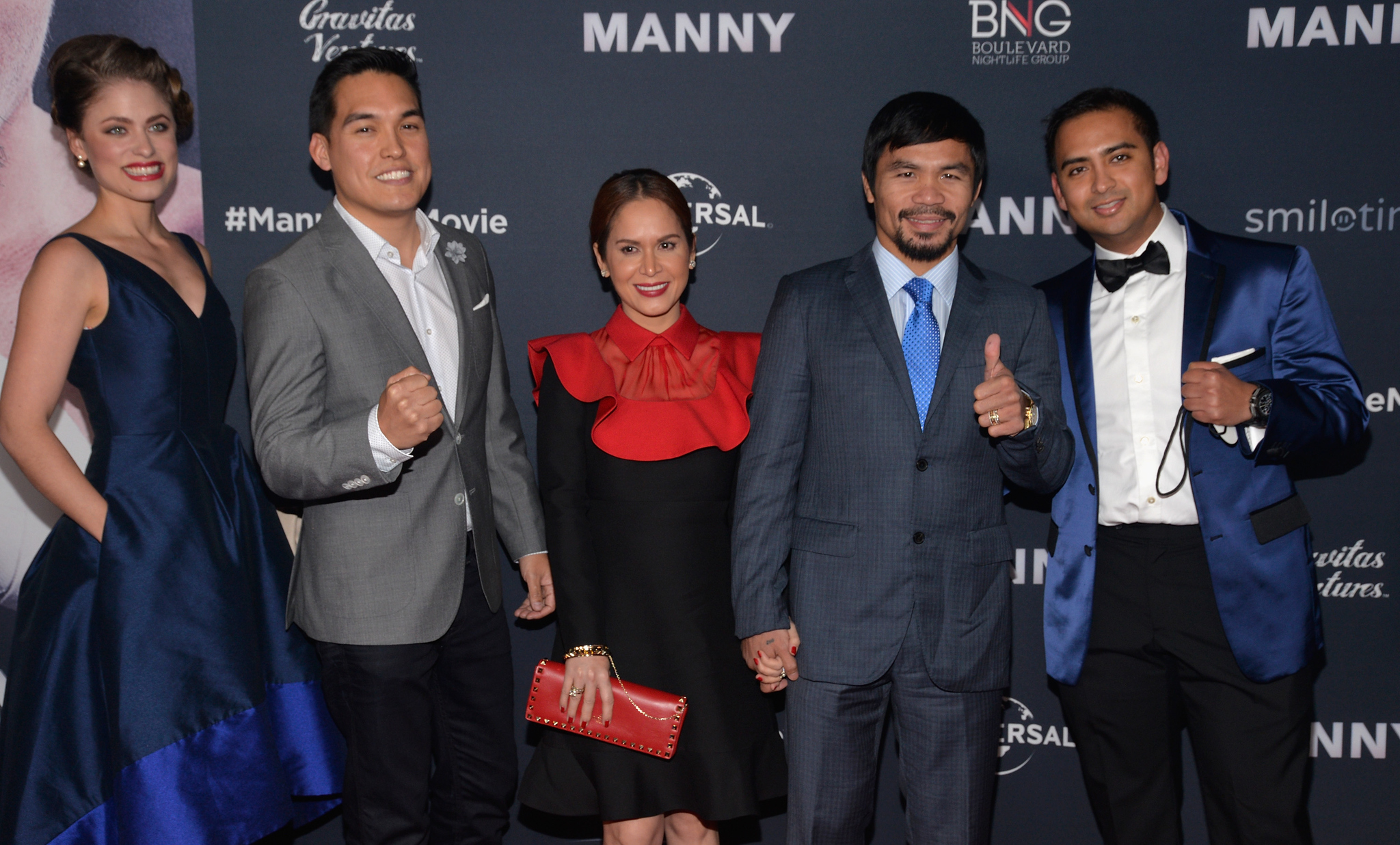 Manny Pacquiao, Jinkee Pacquiao, Jay Bajaj and Ryan Moore at event of Manny (2014)