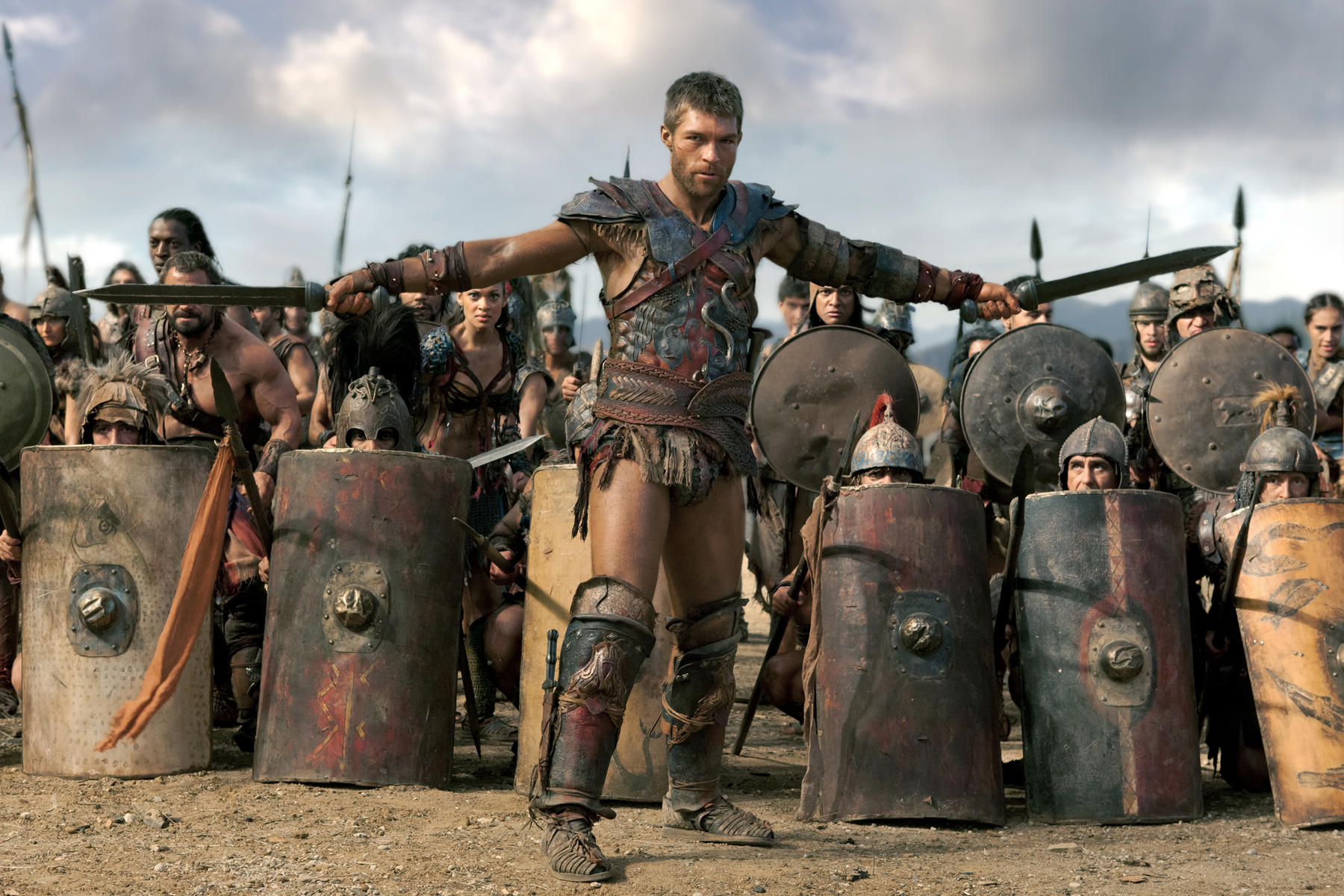 Still of Barry Duffield and Liam McIntyre in Spartacus: Blood and Sand (2010)