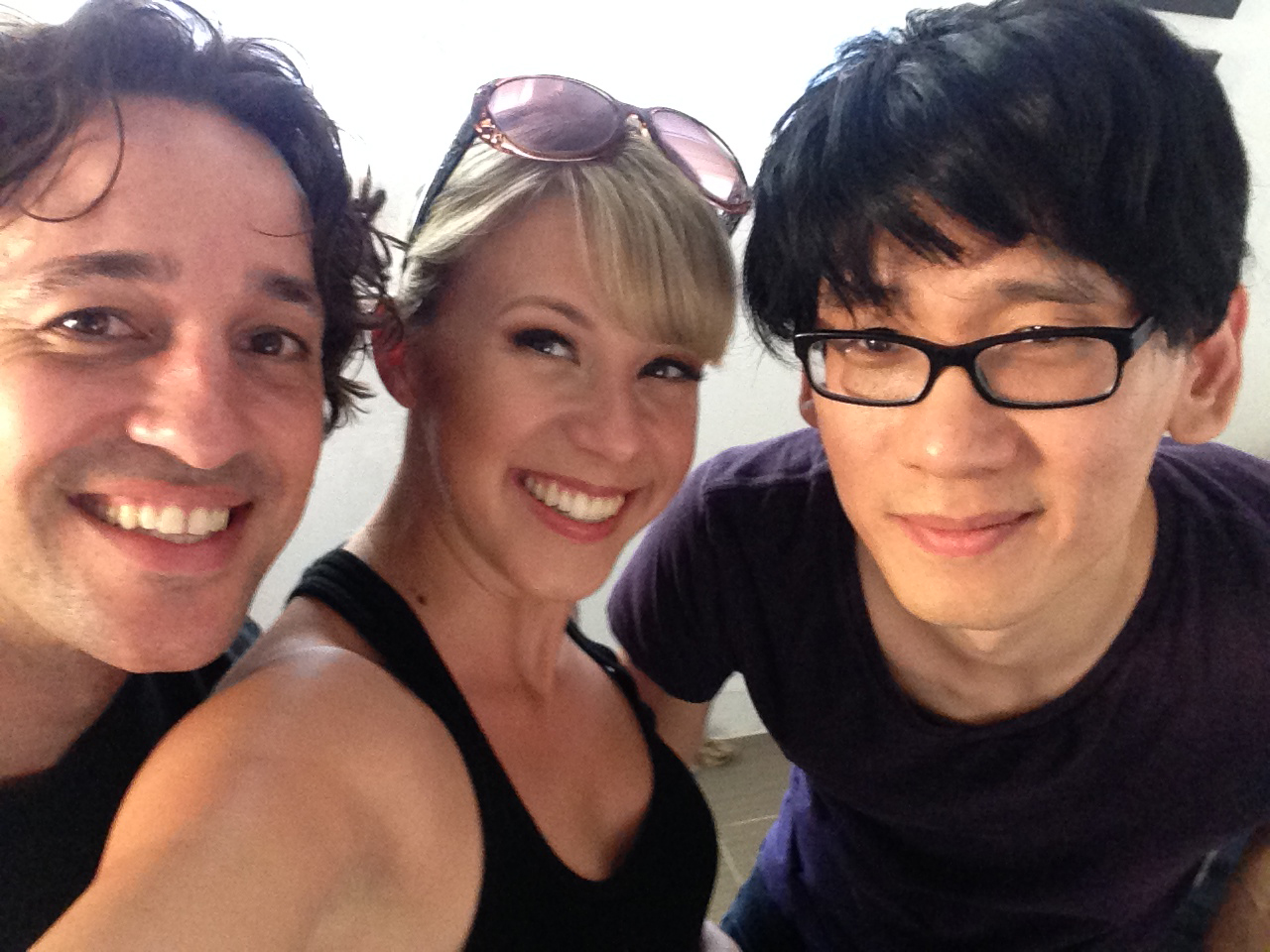 Thomas Ian Nicholas, Jodie Sweetin and Brian A. Metcalf on the set of 