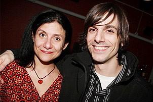 Playwright Gina Gionfriddo and Lucas Papaelias at the off-Broadway opening of 