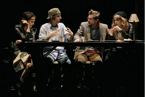 Tanya Fischer, Lucas Papaelias, Logan Marshall Green, and Lisa Joyce in the off-off-Broadway production of 