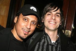 Lucas Papaelias and Aasif Mandvi at the off-Broadway opening of 