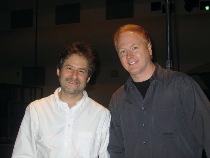 James Horner and Rob Pottorf at the recording session for 