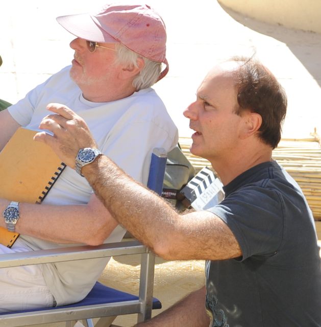Brando Quilici with Hugh Hudson on the set of 