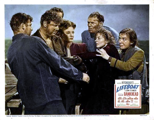 Tallulah Bankhead, Hume Cronyn, Mary Anderson, Heather Angel, John Hodiak, Henry Hull and Walter Slezak in Lifeboat (1944)