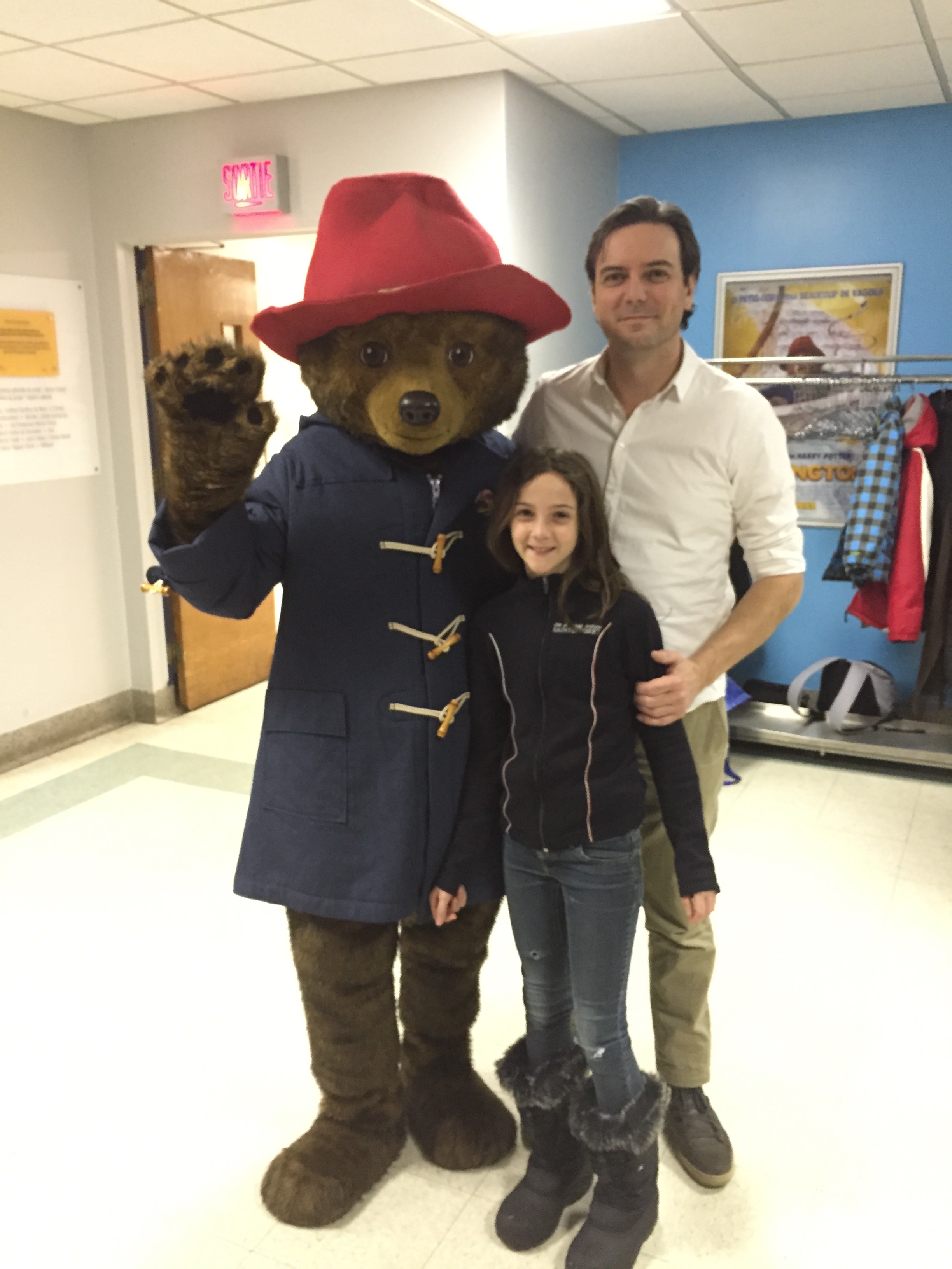 With the famous Paddington and Paulane Touchette, watching the movie with sick children at the Montreal CHUM. Thank you all for this amazing opportunity to share this movie with parents and families.