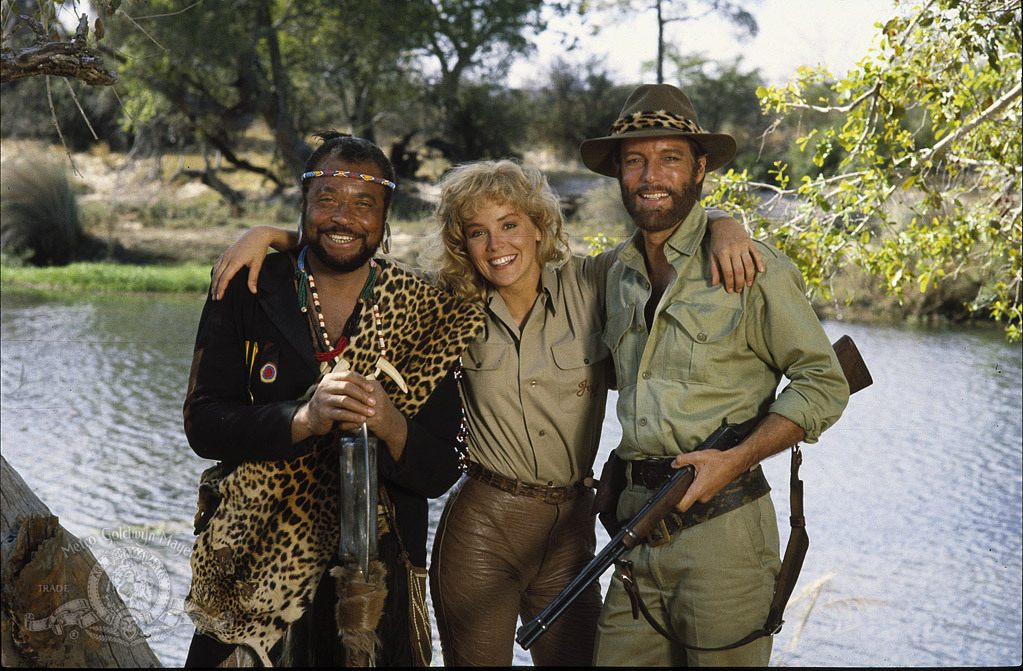 Still of Sharon Stone, Richard Chamberlain and James Earl Jones in Allan Quatermain and the Lost City of Gold (1986)