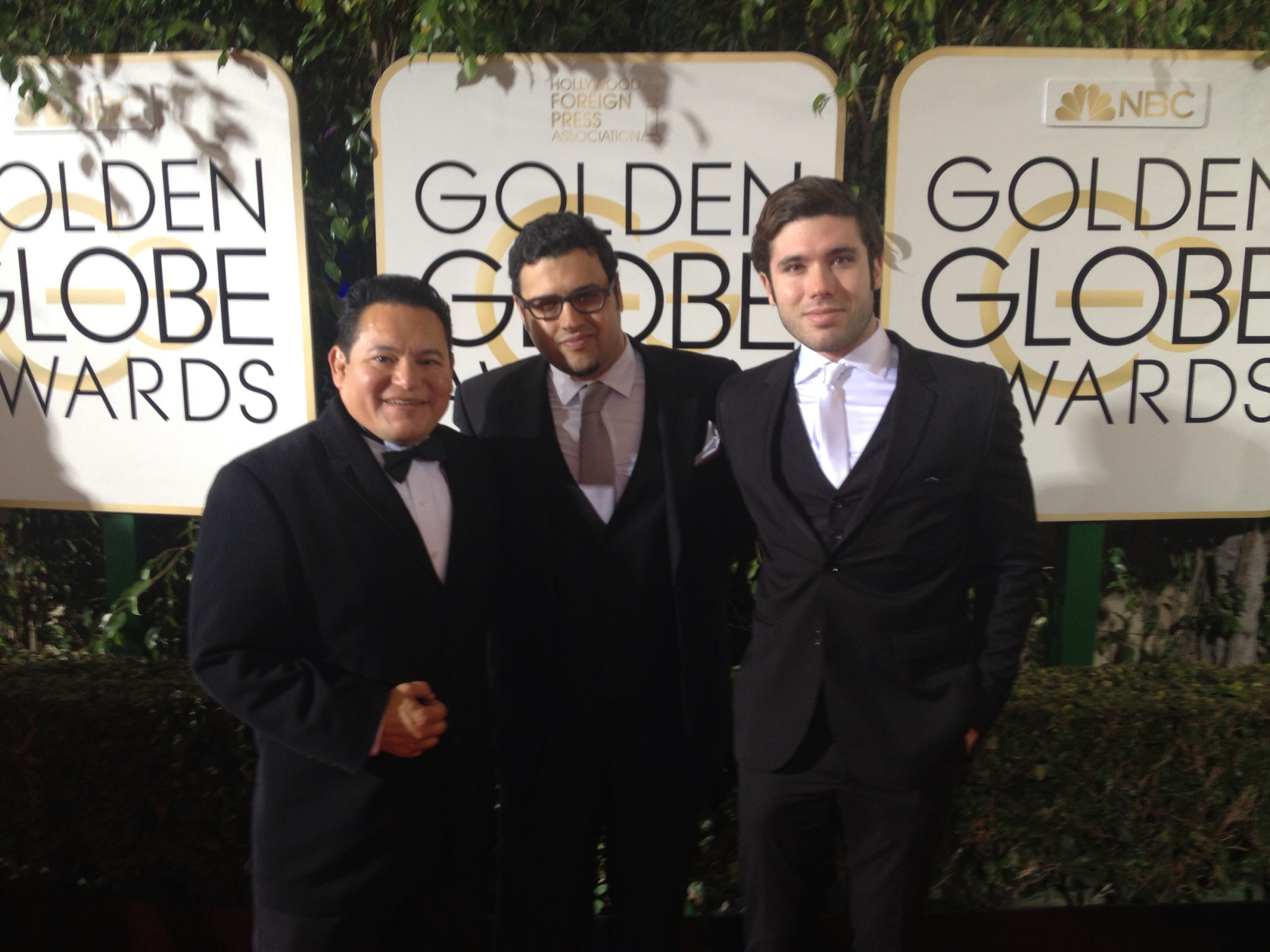 Henry K. Priest with Gregori J. Martin, creator of Emmy nominated tv series The Bay, and actor Kristos Andrews on the red carpet at the Golden Globes