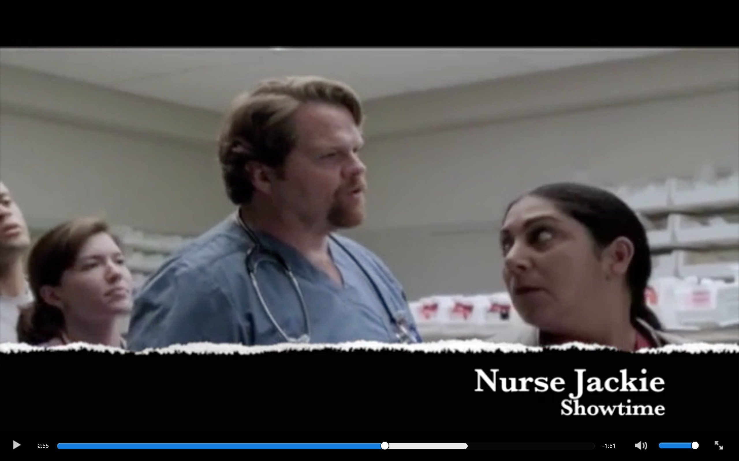 Playing a foul mouth Nurse on Nurse Jackie. 2013