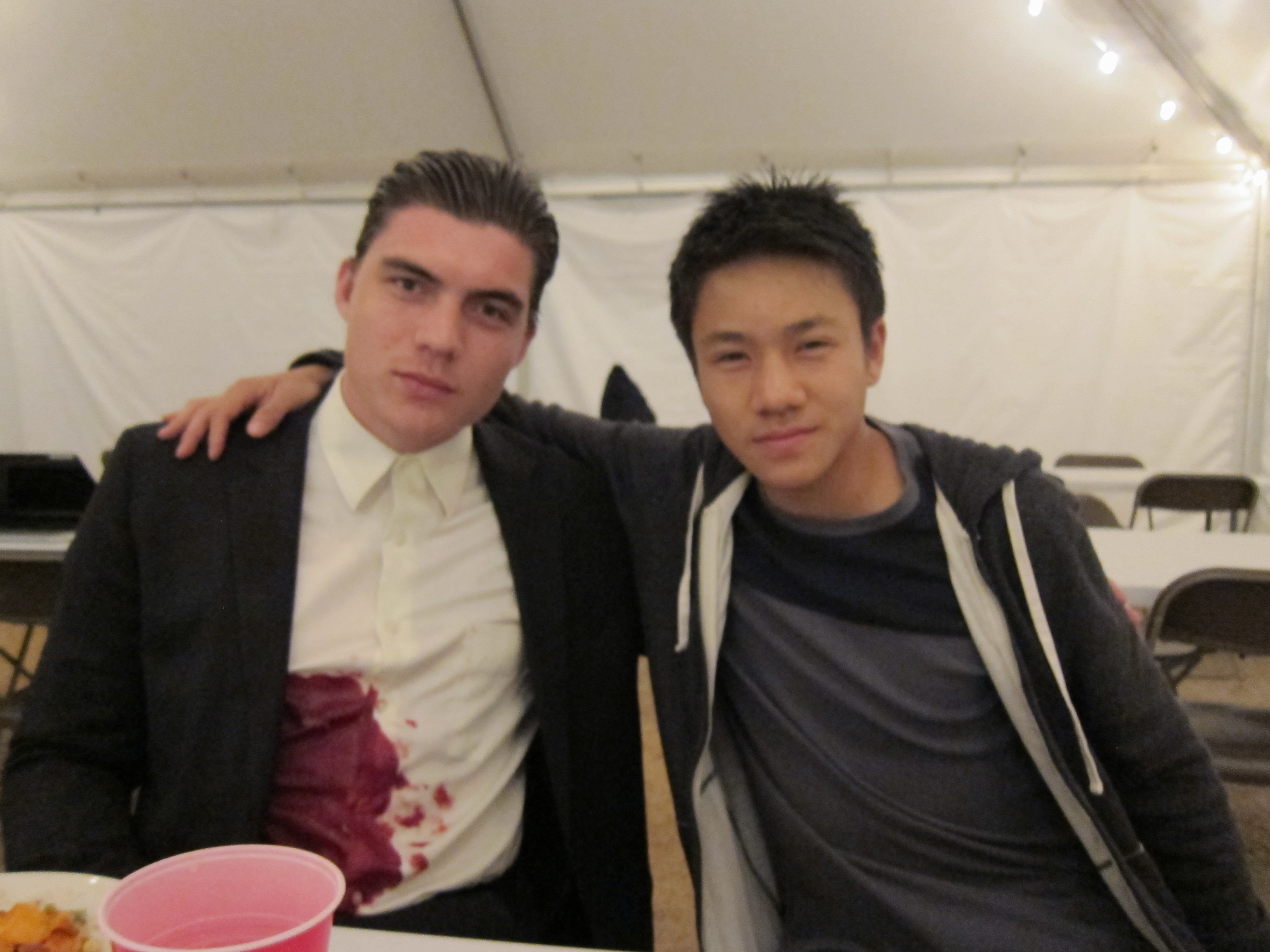 Brandon Soo Hoo with Zane Holtz on set of From Dusk Till Dawn (2014)