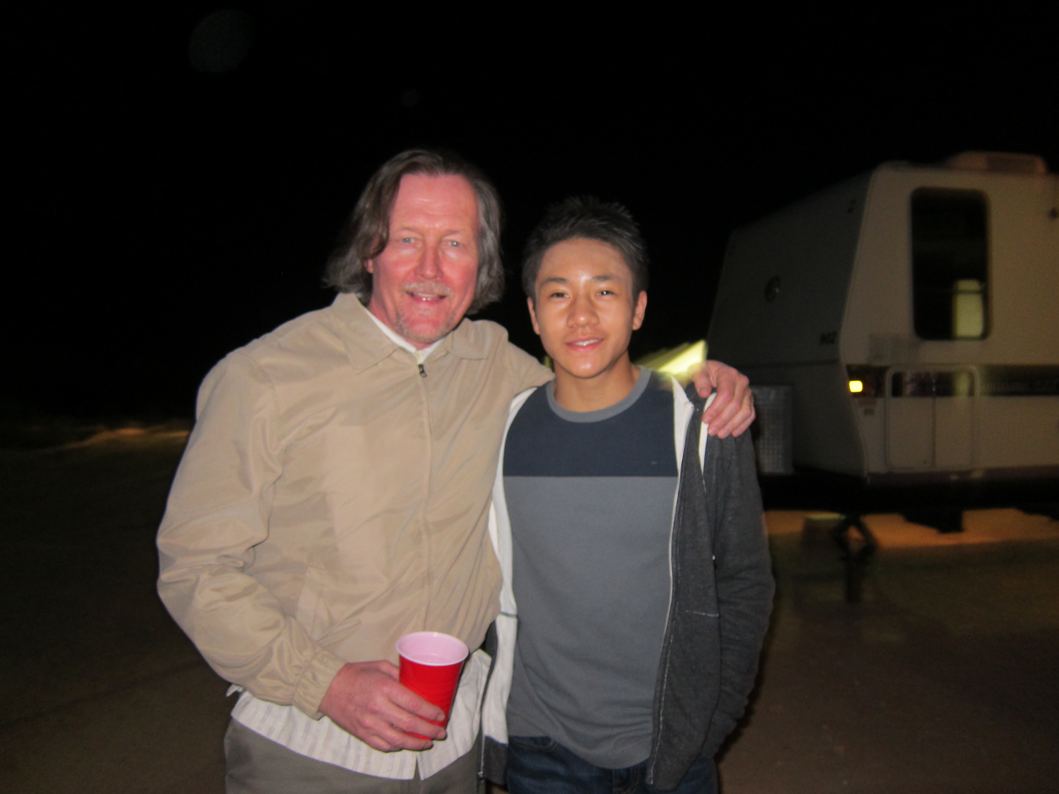 Brandon Soo Hoo with Robert Pateick on set of From Dusk Till Dawn (2014)