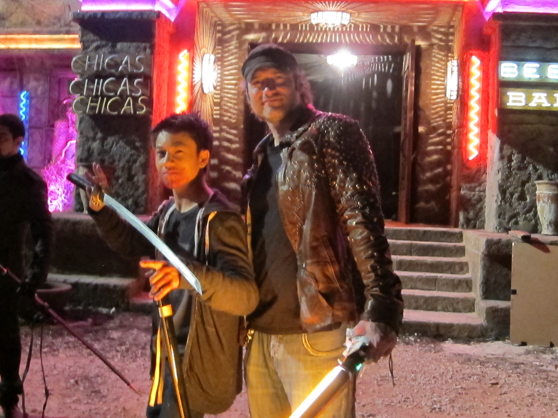 Brandon Soo Hoo with Director Robert Rodriguez on set of From Dusk Till Dawn (2014)