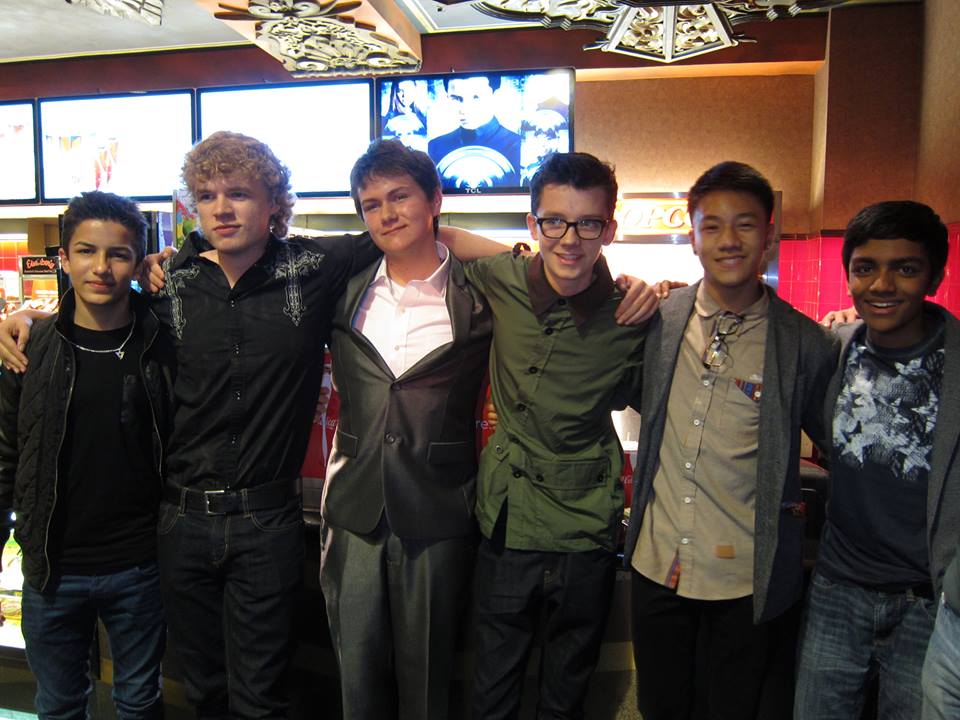 Brandon Soo Hoo with Asa Butterfield, Aramis Knight, and Suraj Partha at Summit Entertainment's Ender's Game Cast & Crew Screening at TCL Chinese Theater in Hollywood, Ca. on Oct 27,2013