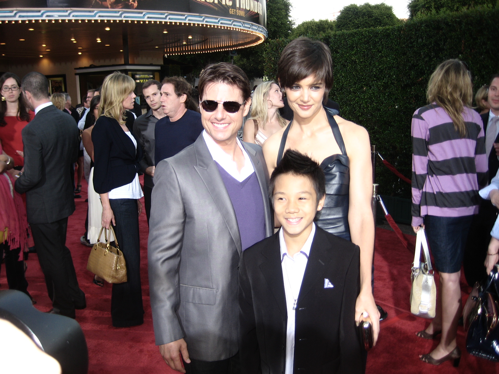 Brandon Soo Hoo, Tom Cruise and Katie Holmes at the Premiere of Tropic Thunder August 11, 2008