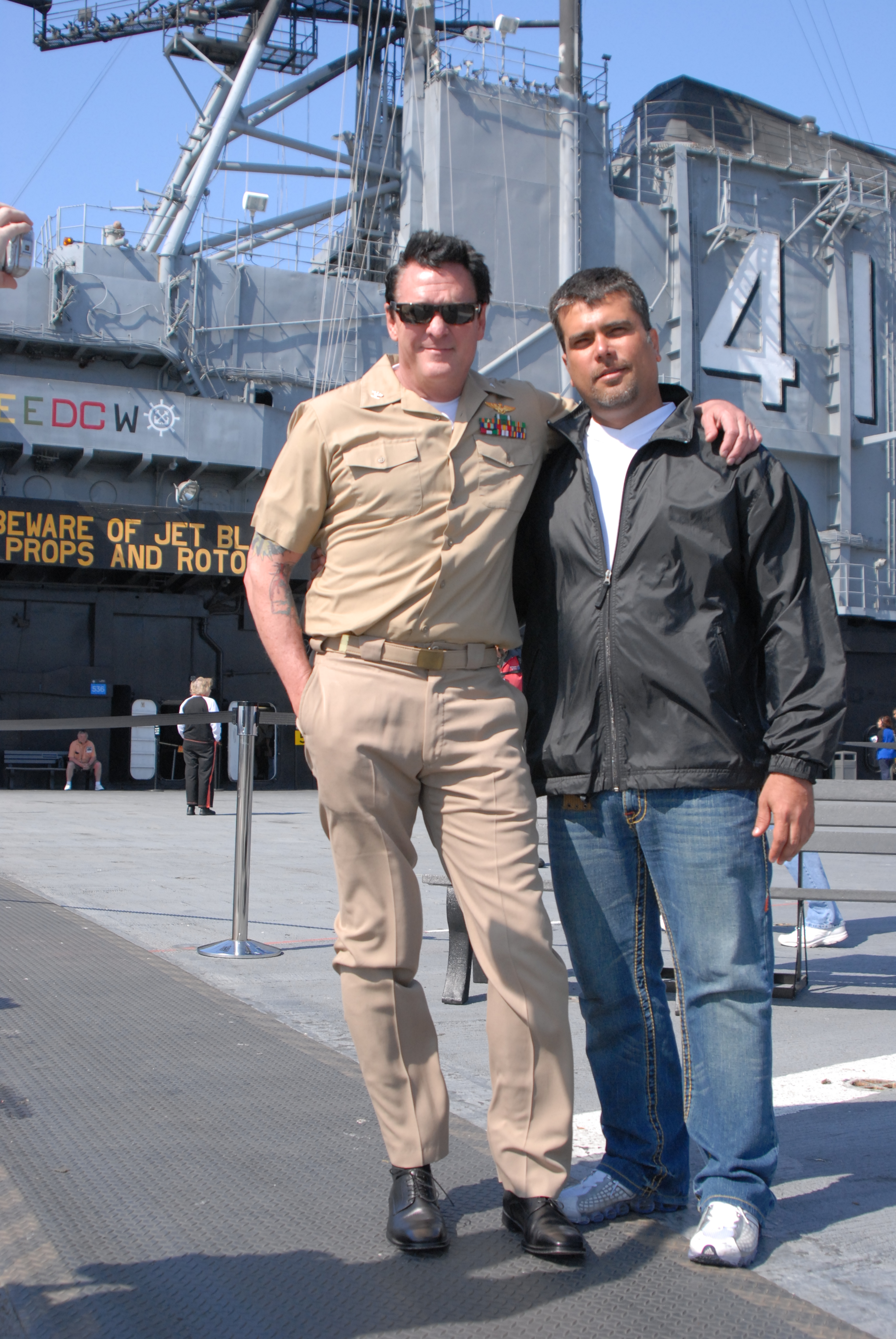 Michael Madsen and Frederico Lapenda in the set of Put(The Way)on the USS Midway, San Diego California