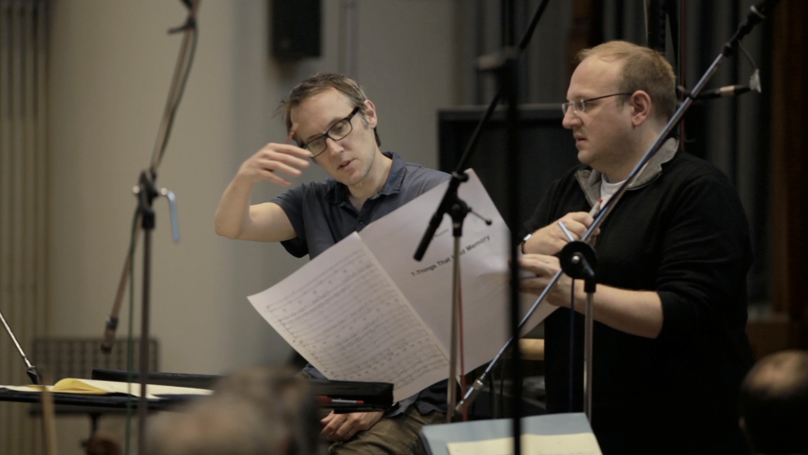 Composer Kerry Muzzey and conductor Andrew Skeet at AIR Studios, London. Behind the scenes in the making of the album 