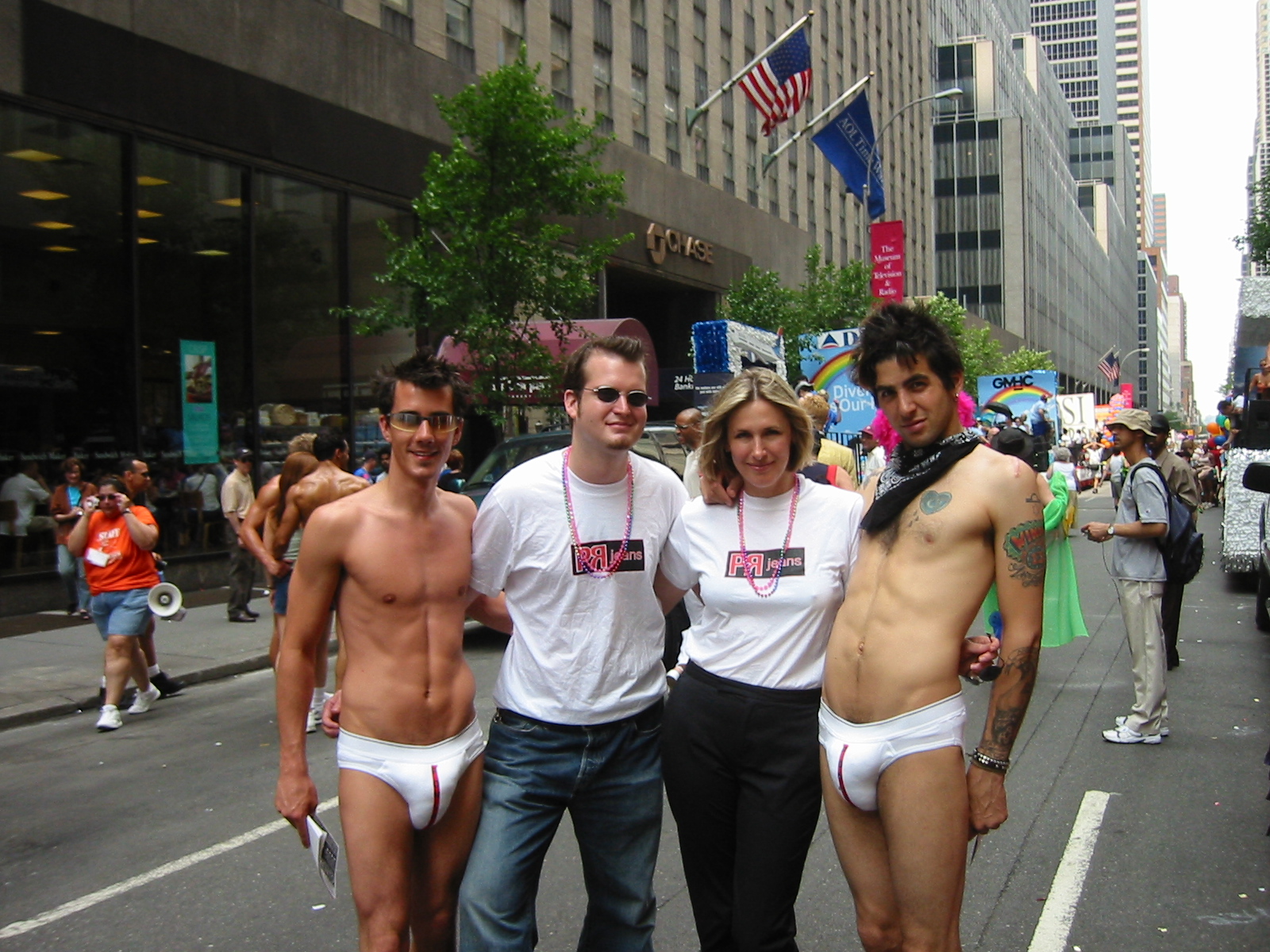Pride Parade, New York City with Stephen Schulman and Poncho models, Garmento