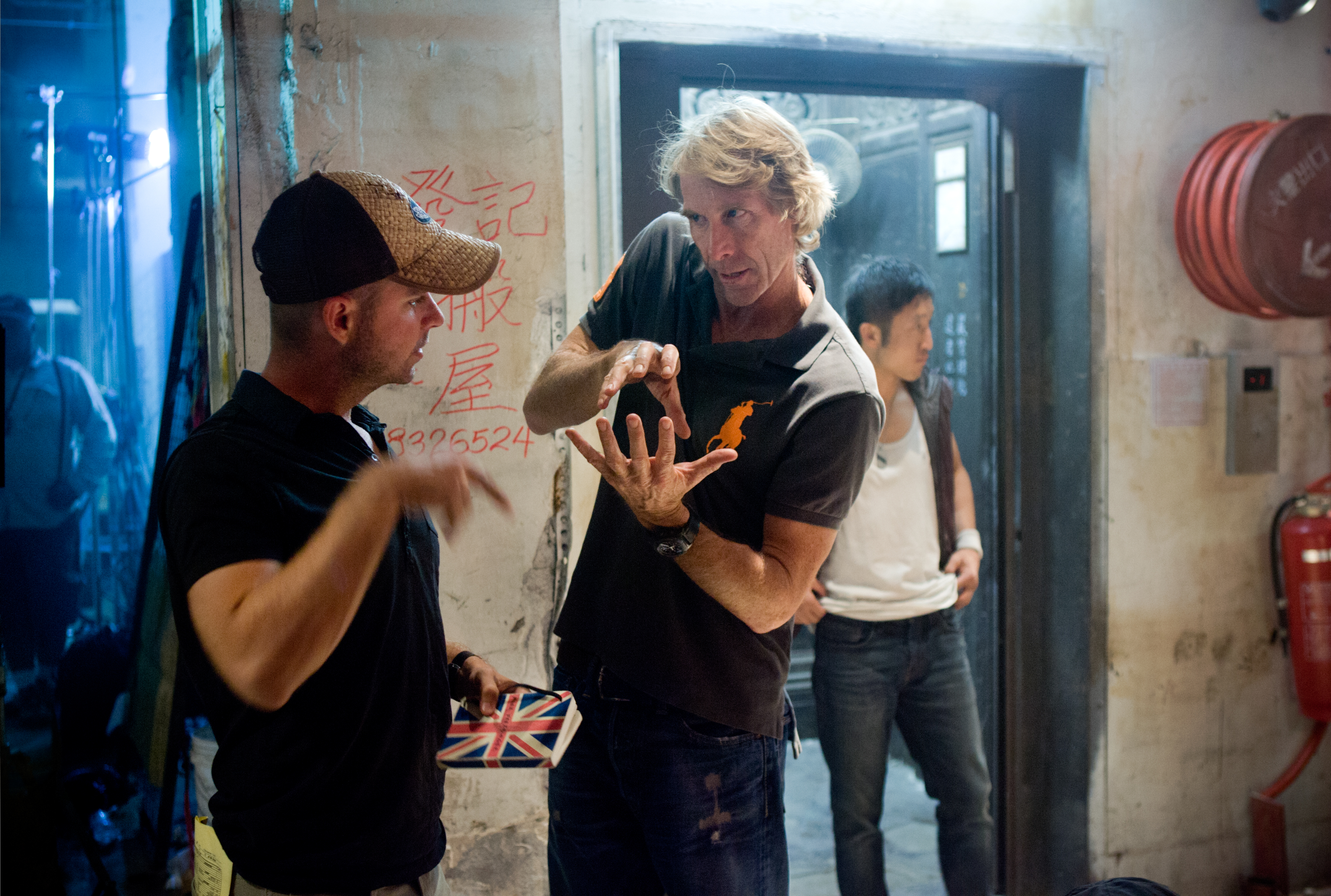 Mark Freiburger & Michael Bay on set of TRANSFORMERS: AGE OF EXTINCTION