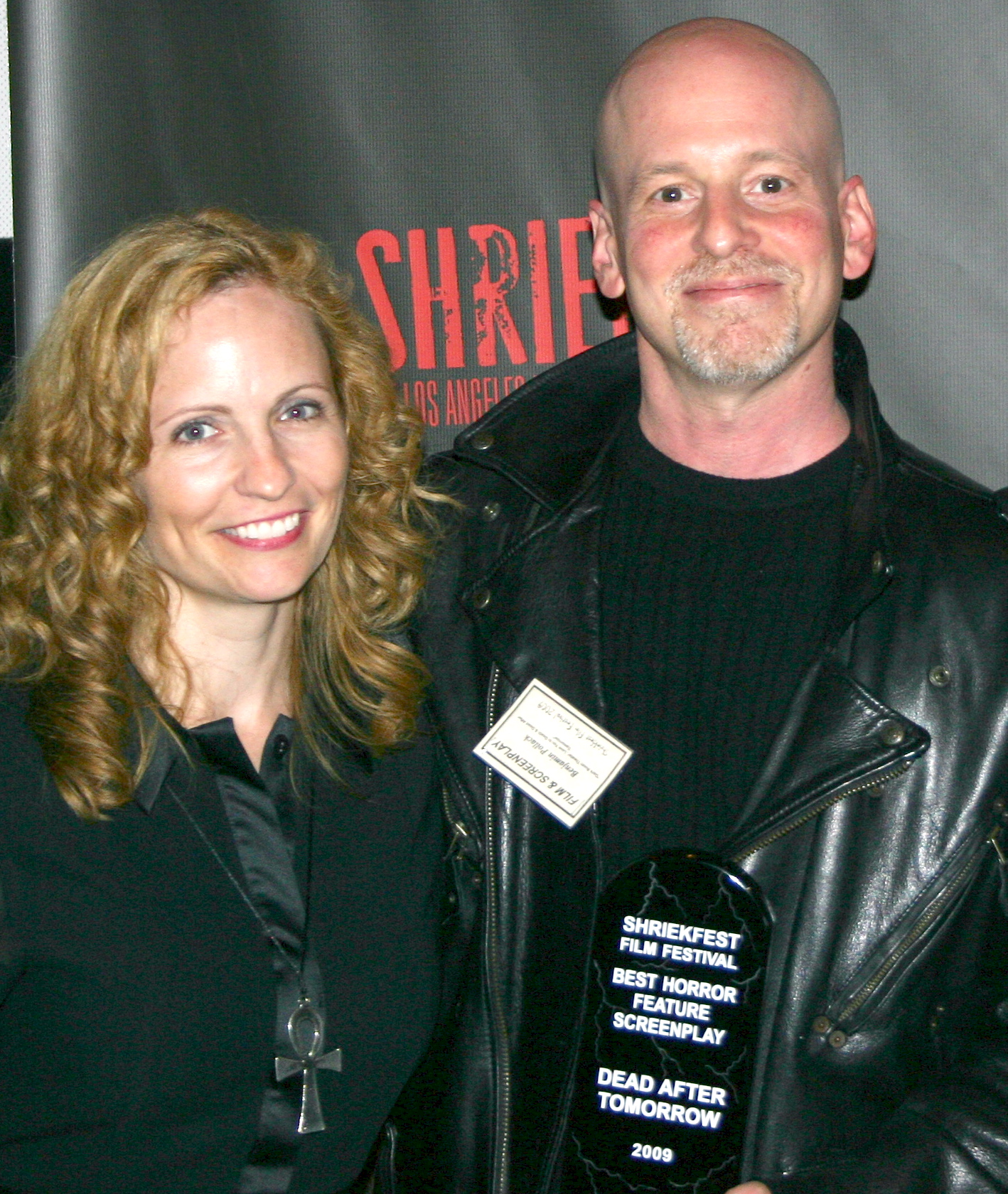 Director Benjamin Pollack and Shriekfest Festival Director Denise Gossett at the 2009 Shriekfest. Best Horror Feature Screenplay Award to Benjamin Pollack for Dead After Tomorrow