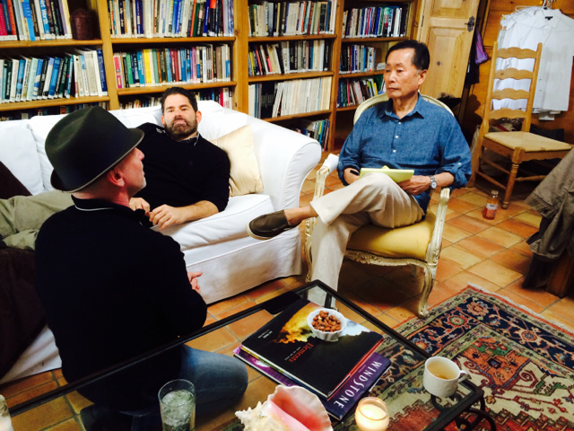 Director Benjamin Pollack on set with recording artist Matt Zarley and George Takei