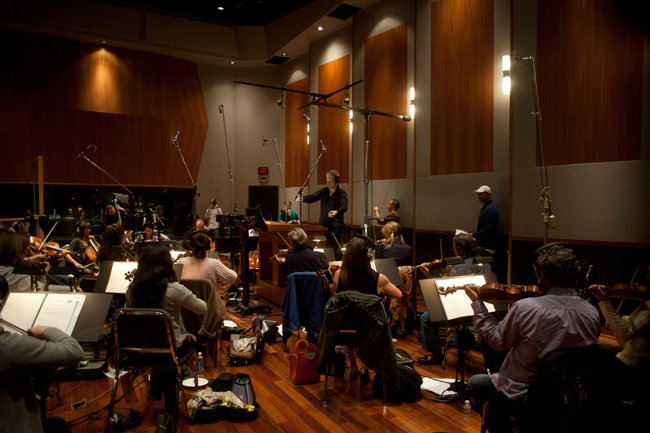 Brian Ralston conducting the Hollywood Studio Symphony orchestra on his score for the film Crooked Arrows. Taken at The Bridge Recording, Glendale, CA, March 18, 2012.