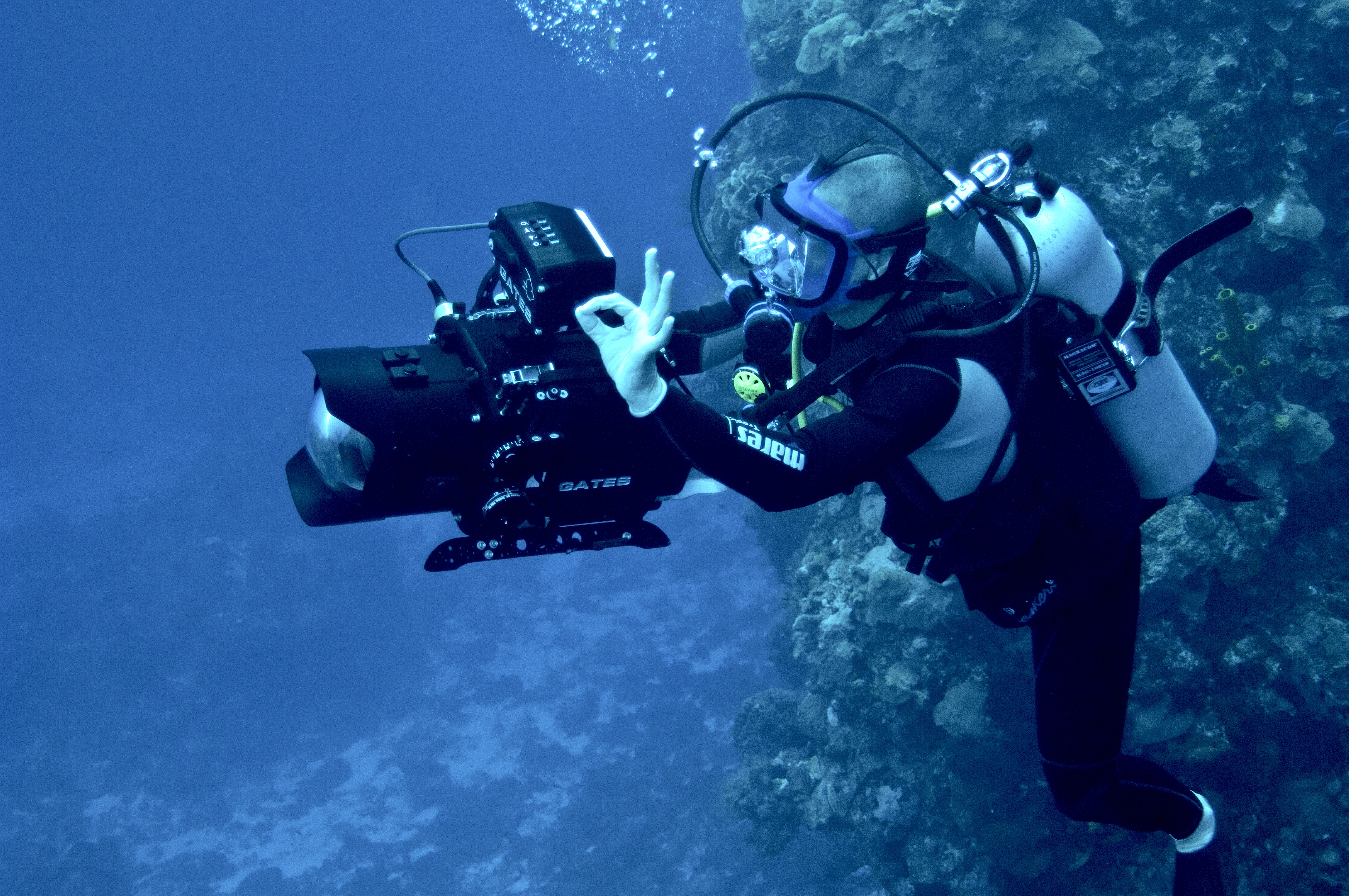 shooting a campaign for the National Tourism Board of Mexico. Diving near the Cozumel reef.