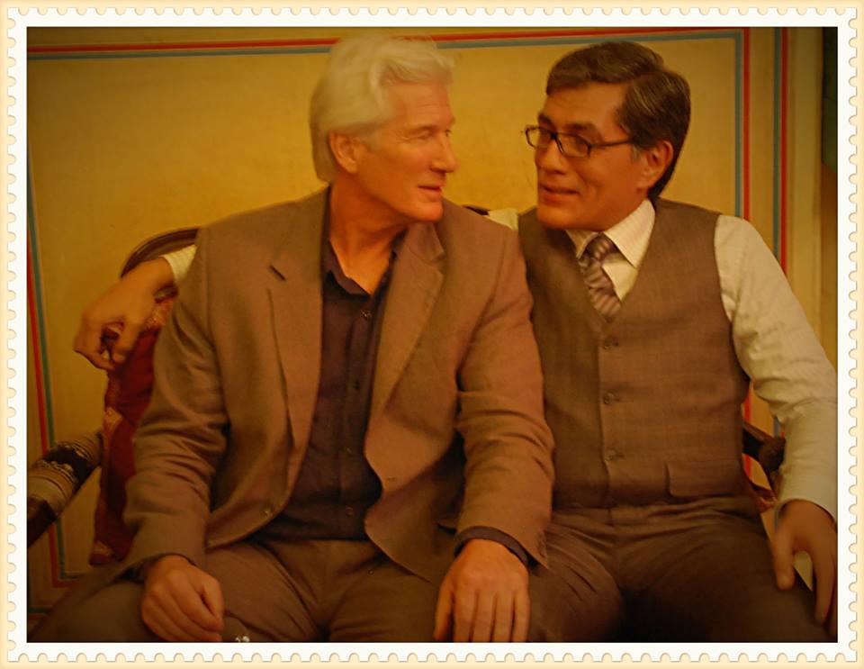 Denzil Smith and Richard Gere on the set of The Second Best Marigold Hotel (2015)