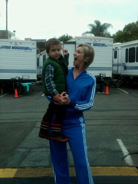 With Jane Lynch on the set of Glee