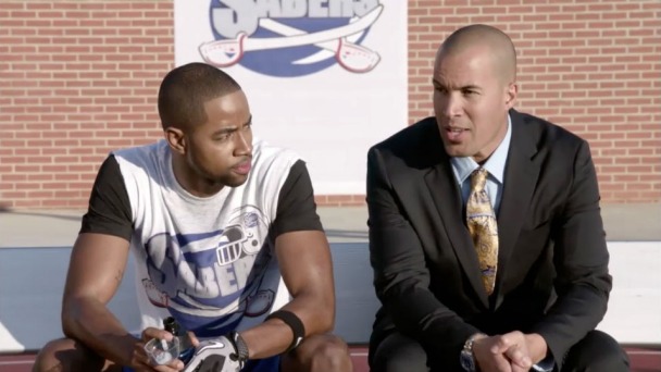 Still of Jay Ellis and Coby Bell on set of The Game Episode 606