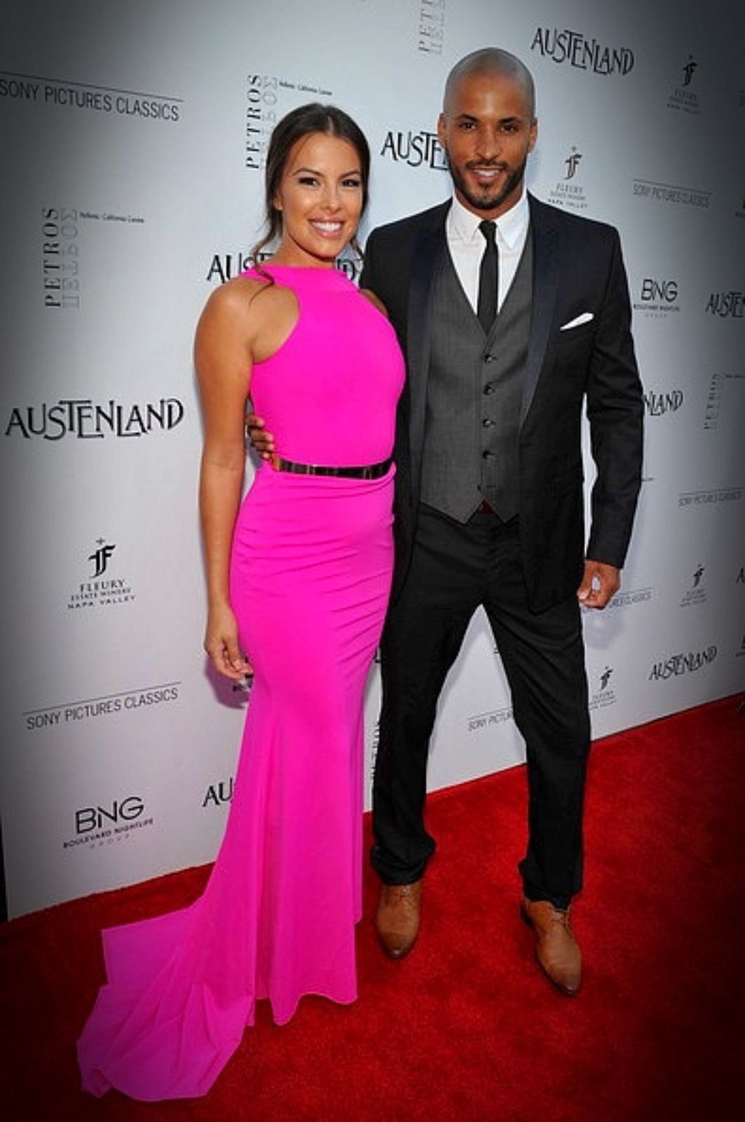 Austenland premiere red carpet arrivals Sandra Hinojosa and Ricky Whittle