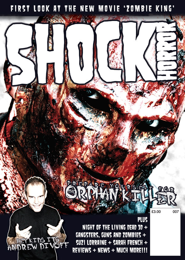 The Orphan Killer on the Cover of Shock Horror Magazine UK. Creator Matt Farnsworth interviewed inside the magazine