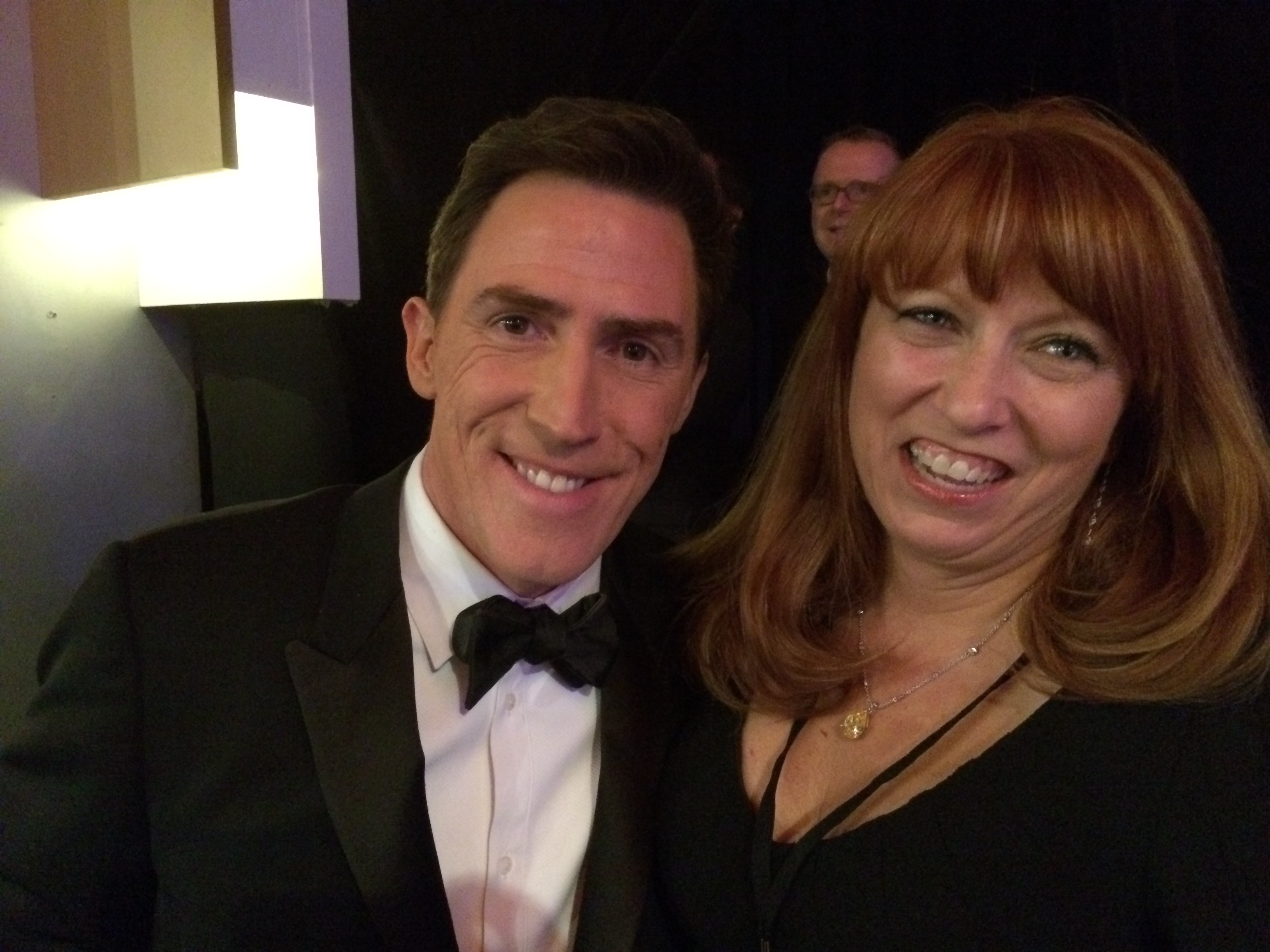 Back stage with BAFTA Los Angeles Britannia Awards host Rob Brydon