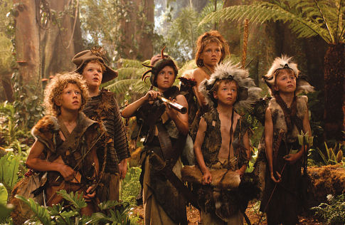 Left to right: GEORGE MACKAY, RIPERT SIMONIAN, THEODORE CHESTER, HARRY EDEN, and PATRICK GOOCH and LACHLAN GOOCH are the Lost Boys.
