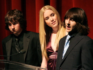 Sam Lerner, Spencer Locke & Mitchel Musso presenting an award at the 34th Annual Annie Awards.