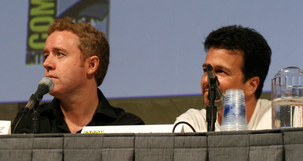 (L-R) Mark Millar and John Romita Jr. ponder a fan's question.