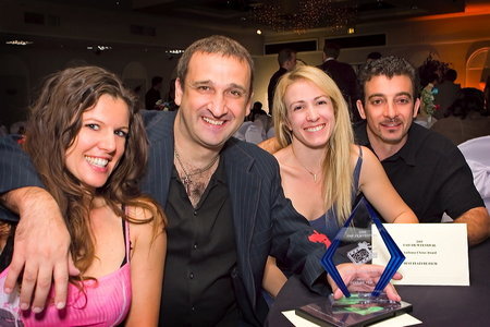 FAIF Awards Gala, Blythe Metz, Stan Harrington, Stefanie Chapman and Vincent Nesci with audience choice award for Best Feature Film, 