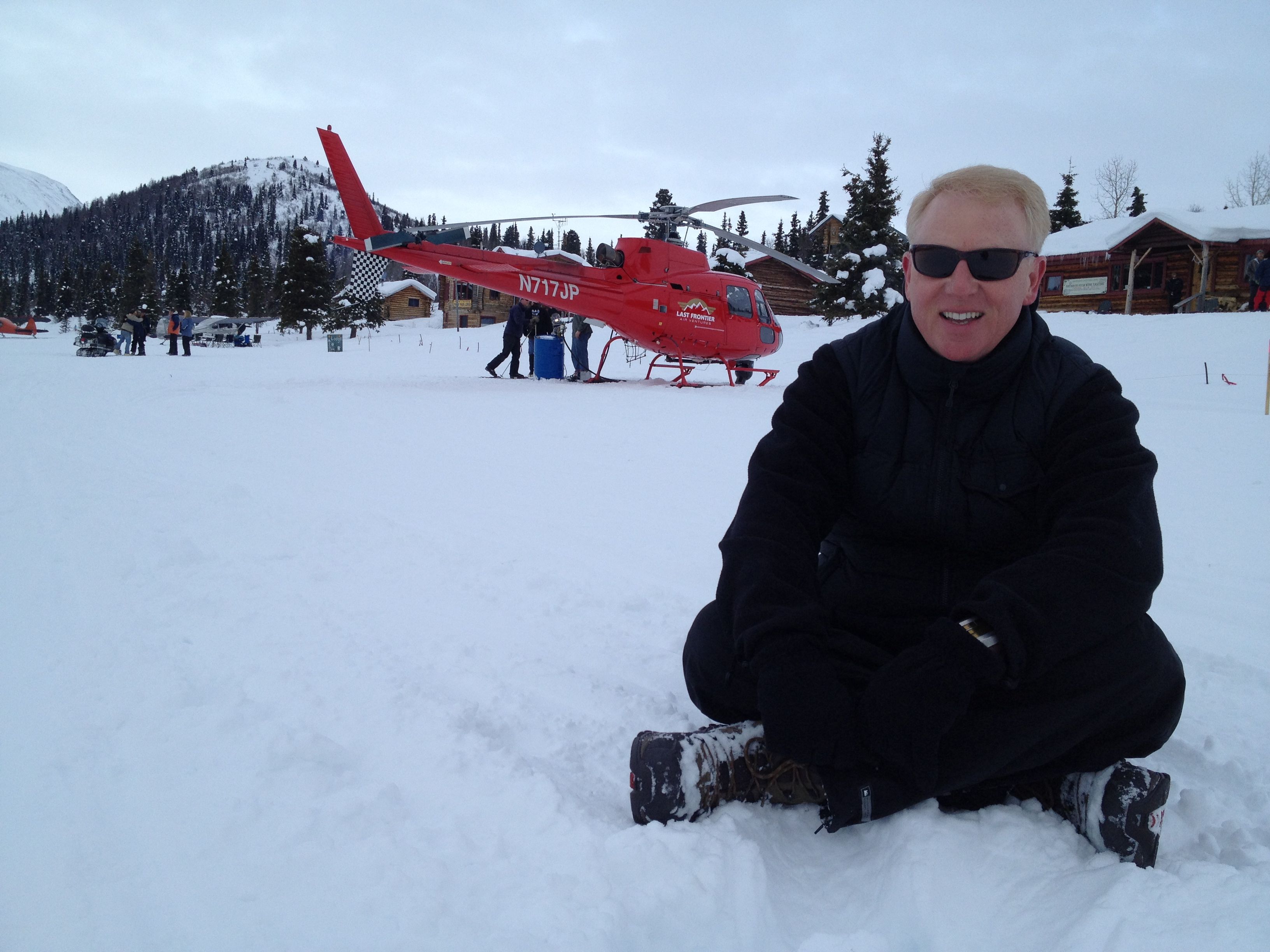 Thomas C. Miller Aerial Cinematographer taking a break while filming the 2013 Alaskan Iditarod Race for the Smithsonian Aerial America 