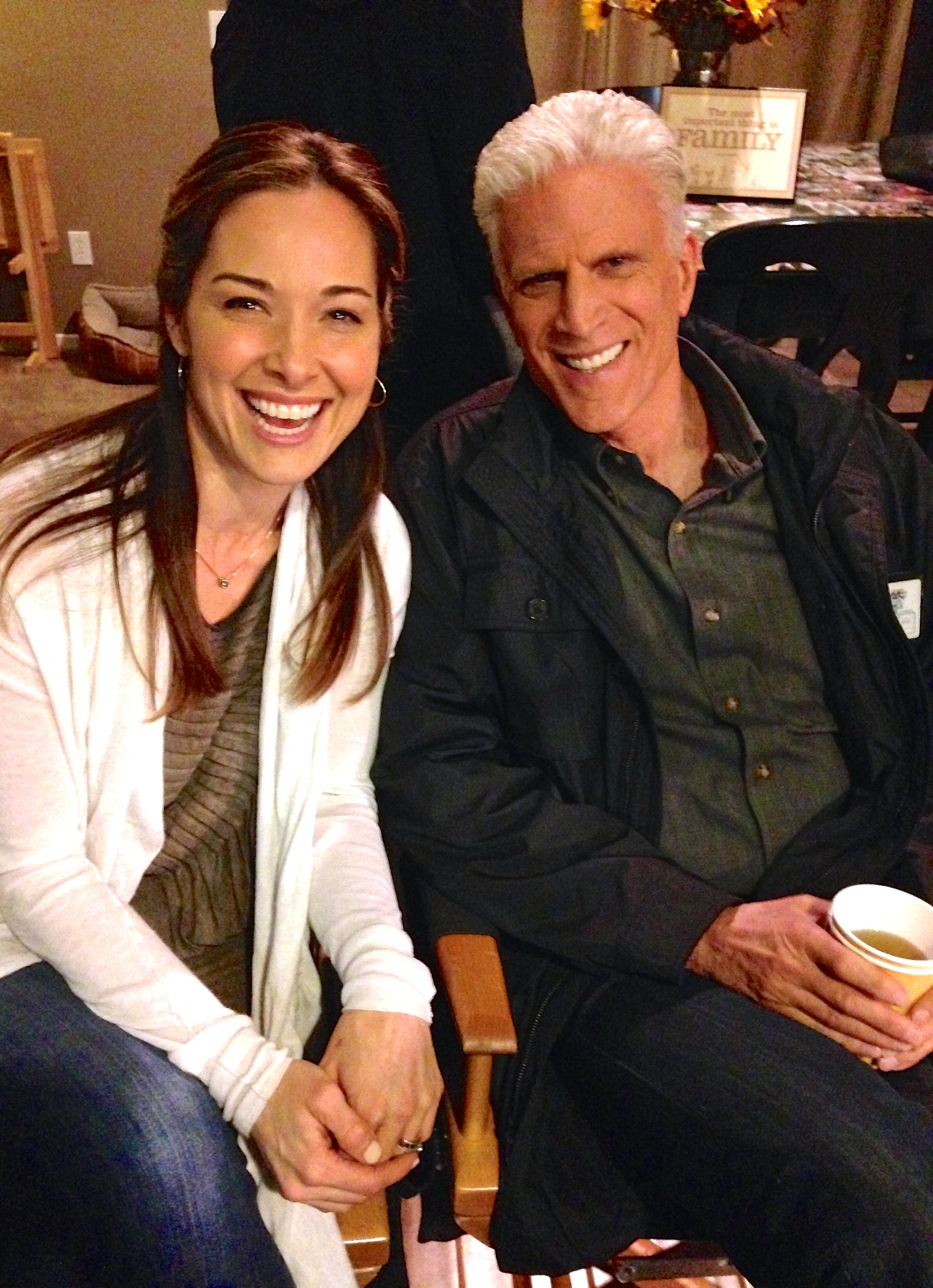 Kenda Benward (Claire Conner) and Ted Danson (D.B. Russell) on the set of 