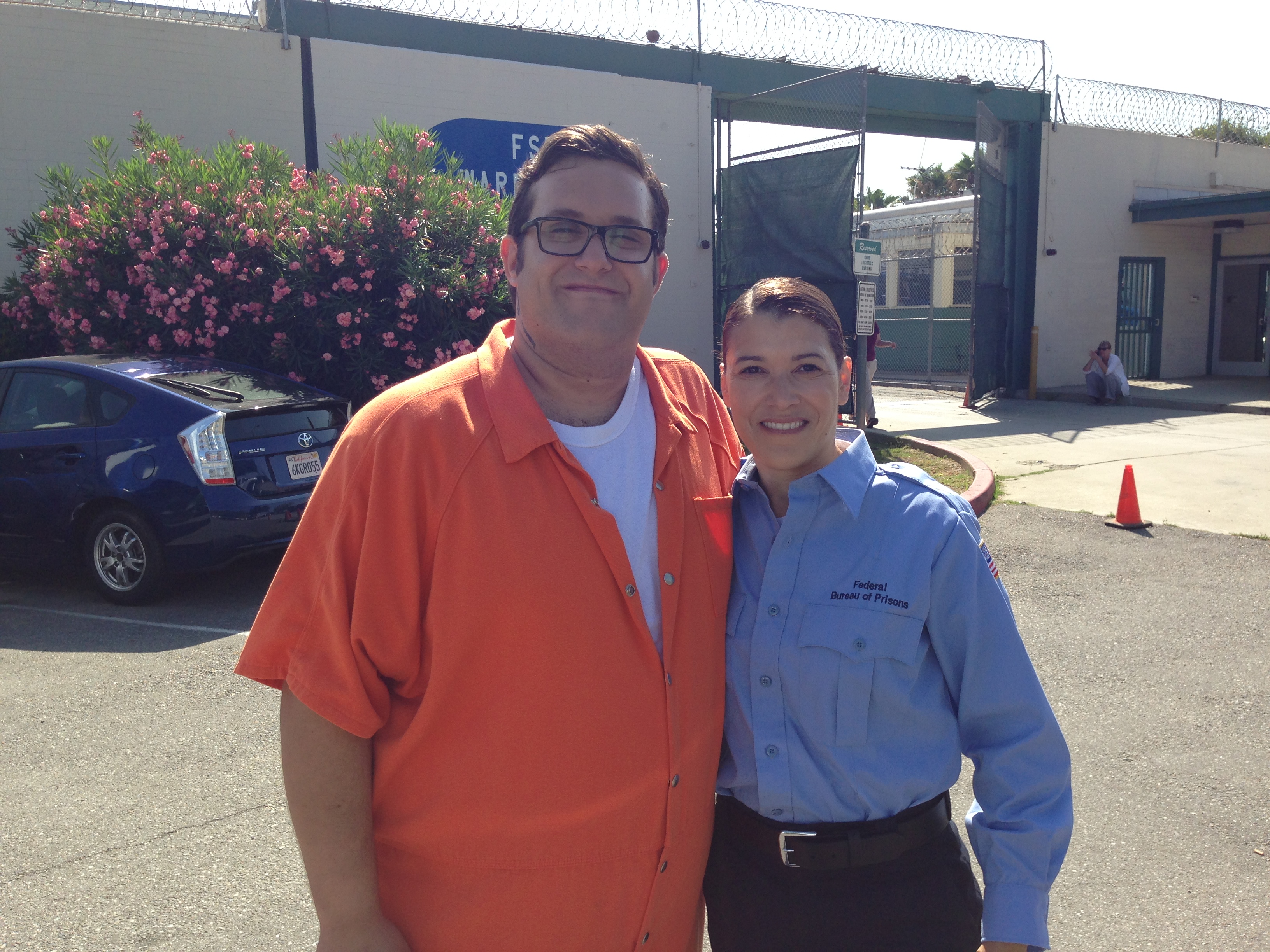 Ari Stidham and Racheal Seymour on the set of Scorpion.