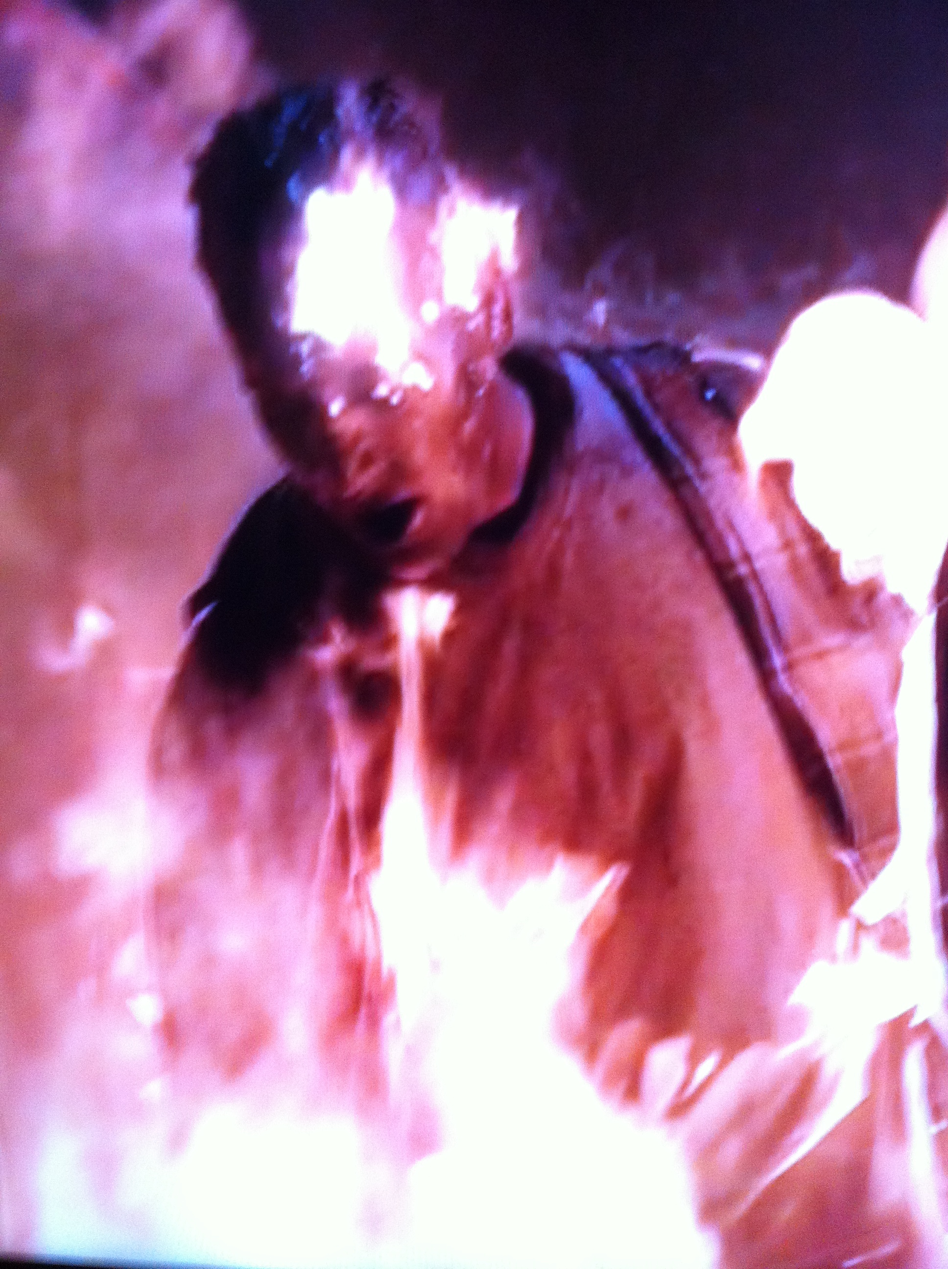 Fire Stunt screen capture from Season 3 of The Walking Dead