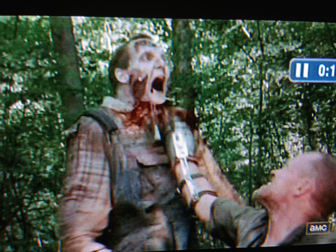 Frame capture of getting killed by Michael Rooker as 