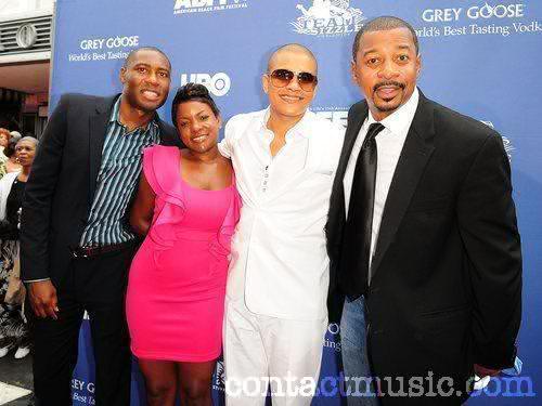 Jonathan Lil J McDaniel Robert Townsend, Messiah, and Amber Bickham on the Red Carpet at ABFF Film Festival in Miami at The In The Hive Premiere