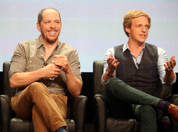 Stephen Falk and Chris Geere speak onstage at the 'You're The Worst ' panel during the FX Networks portion of the 2014 Summer Television Critics Association at The Beverly Hilton Hotel