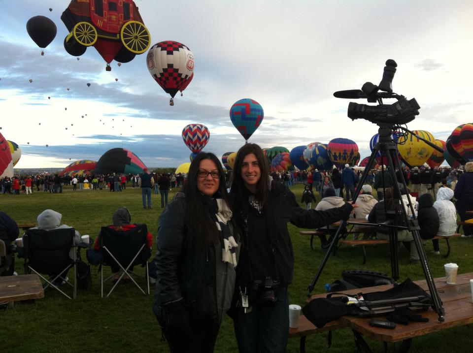 Melinda Esquibel with Tara Calico Doc. DP, Daniel Bernstein, on location, Albuquerque, New Mexico - 2011 Albuquerque International Balloon Fiesta.
