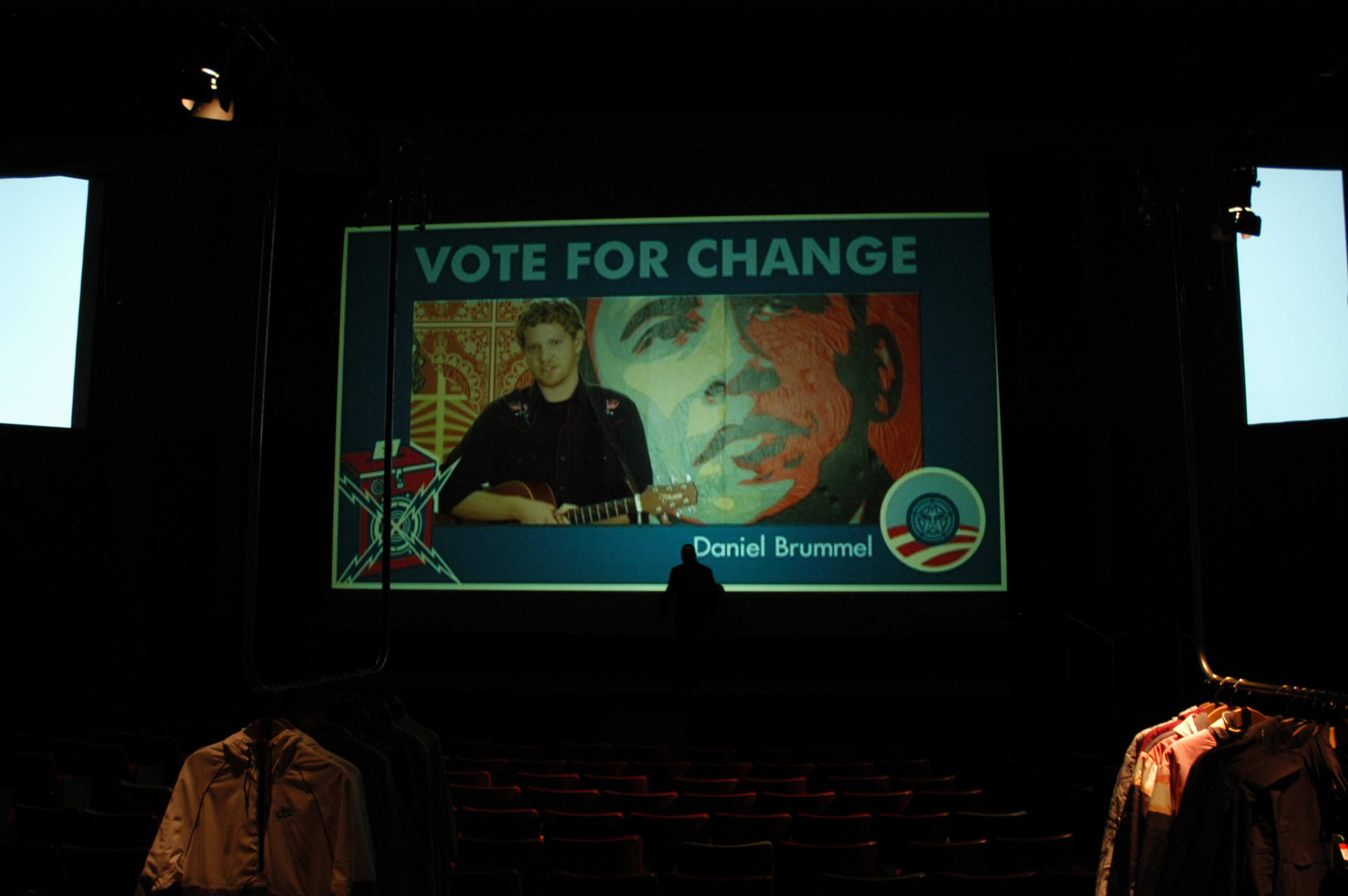 Musician Daniel Brummel in the Vote for Change Video Postcard Campaign at the VFC Christmas Party 2008.