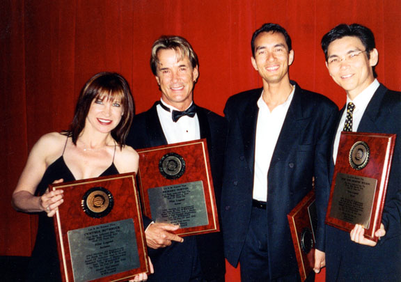 The Untouchables being inducted into the Wordwide Martial Arts Hall of Fame. Cynthia Rothrock, Richard Norton, Vincent and Don the Dragon Wilson.