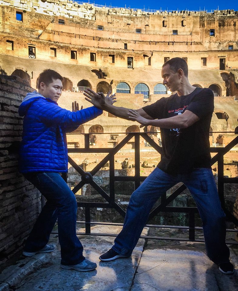 Here at the famed Colosseum in Rome, Italy squaring off with Sifu Leo Au Yeung of Wing Chun fame