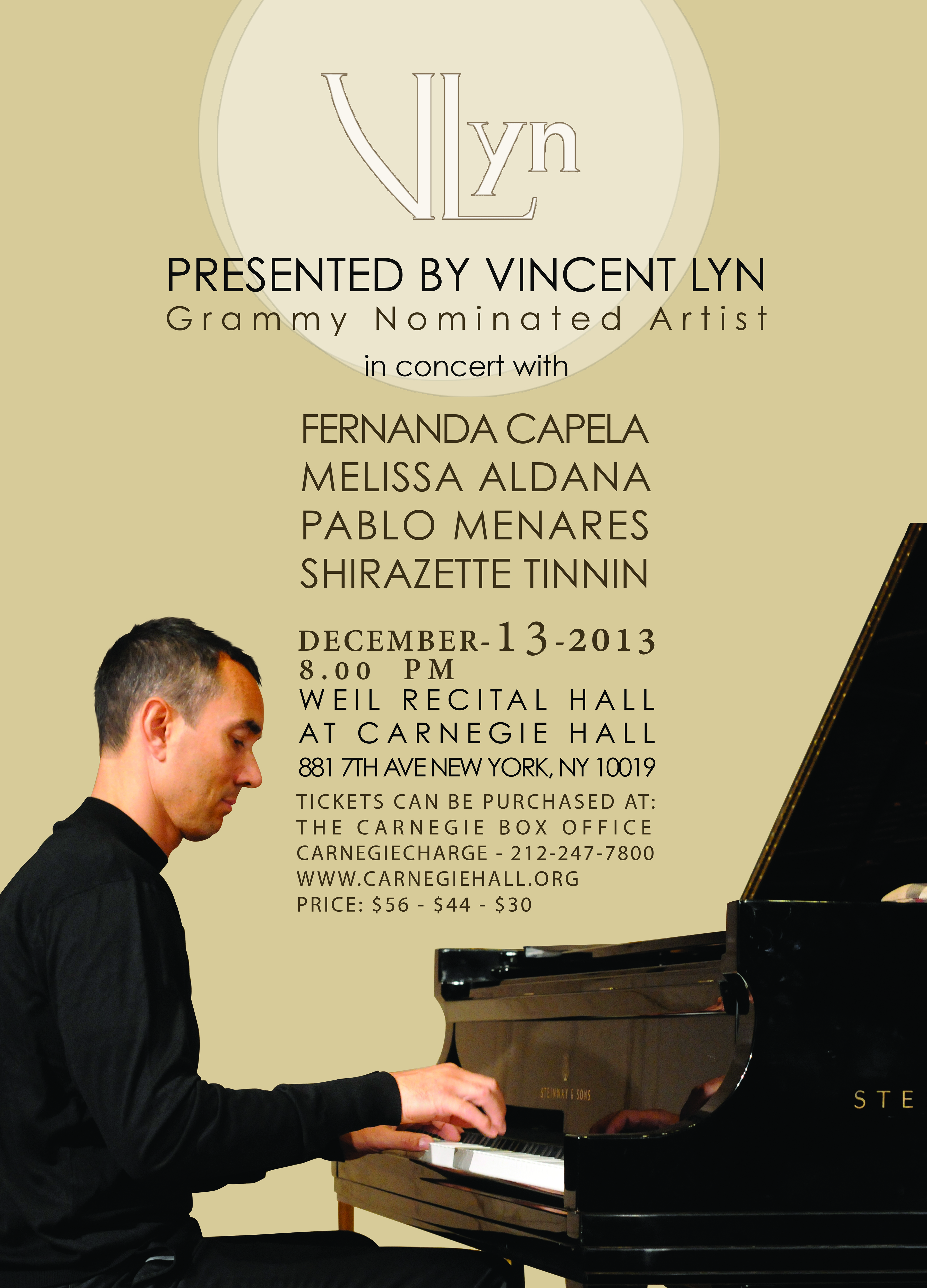 Vincent Lyn 2nd Carnegie Hall Concert. December 13th, 2013. Once again sold out performance